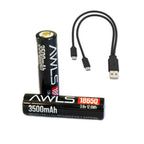 HRT AWLS 18650 Rechargeable Battery, USB Batteries, circuit protection, Dual charging, HRT, Tactical Gear, Tactical Training, Weapon Mounted Light, Tactical Light, mlok, cnc, MOLLE, PAL, military, police, law enforcement, infantary,
