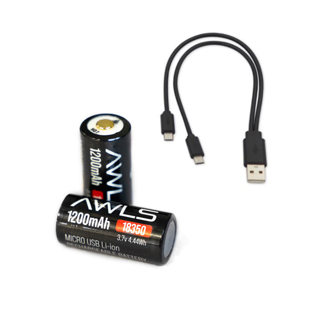 18350 Rechargeable Battery, 1200mAh USB Batteries, HRT AWLS, circuit protection, Tactical Gear, mlok, cnc, MOLLE, PAL, military, police, law enforcement, infantary, HRT AWLS 18350,