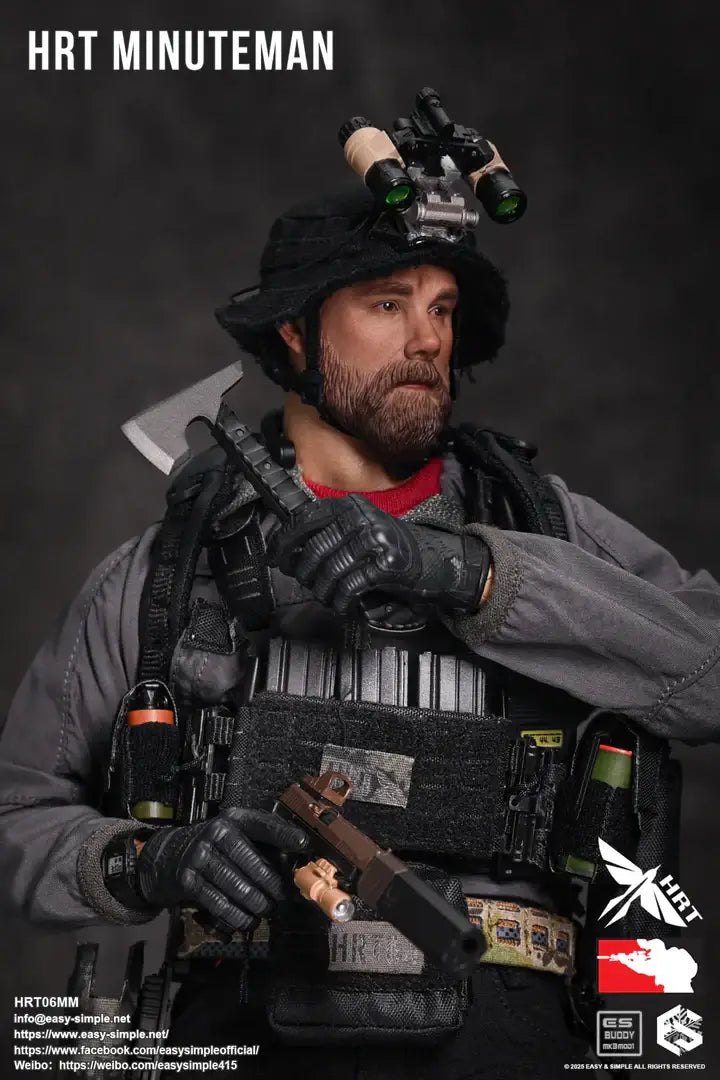 HRT 1/6 Minuteman Figure, tactical vest, bodyarmor vest, multicam, mlok, cnc, MOLLE, PAL, military, police, law enforcement, infantary, Tactical Gear, Plate Carrier, Chest Harness, Placard, Tactical Training, Weapon Mounted Light,
