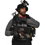 HRT 1/6 Minuteman Figure, tactical vest, bodyarmor vest, multicam, mlok, cnc, MOLLE, PAL, military, police, law enforcement, infantary, Tactical Gear, Plate Carrier, Chest Harness, Placard, Tactical Training, Weapon Mounted Light,