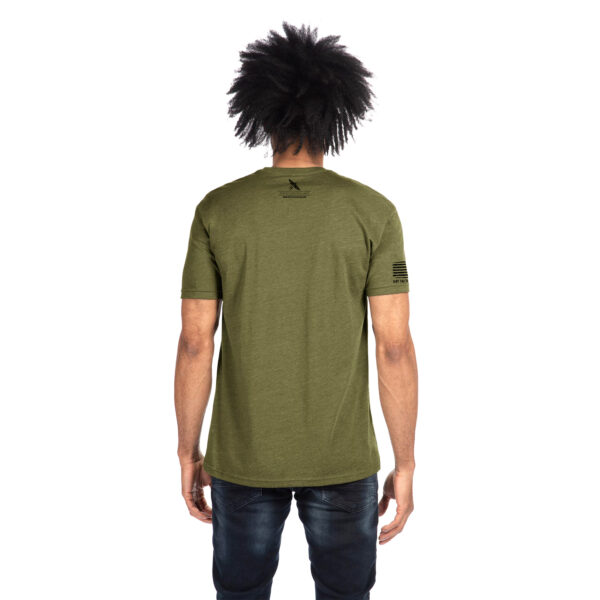 HRT Logo Military Green T-Shirt <ul> <li>Slightly heathered Military Green t-shirt with HRT logo graphic front, American flag on the sleeve and HRT logo in the back</li> <li class="product-details-sublist__item">60% combed ringspun cotton/40% polyester jersey</li> <li class="product-details-sublist__item">4.3 oz.</li> <li class="product-details-sublist__item">Fabric laundered for reduced shrinkage</li> <li class="product-details-sublist__item">Tear-away label</li> </ul> HRT Tactical Gear