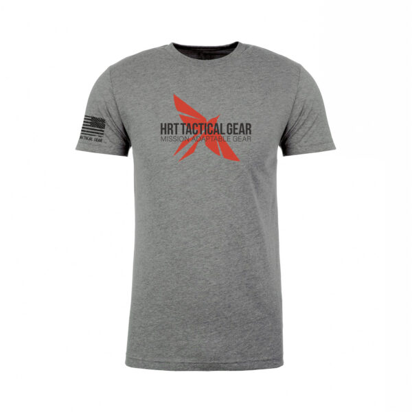 HRT Logo t-shirt, Logo t-shirt Gray, Shirts with american flag, mlok, cnc, MOLLE, PAL, military, police, law enforcement, infantary
